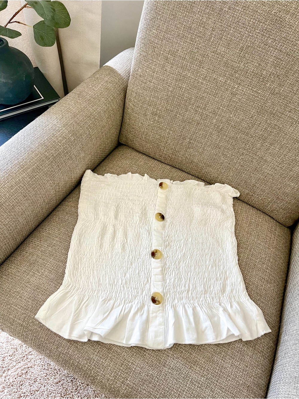 Style Envy Tube Top with Fake Buttons